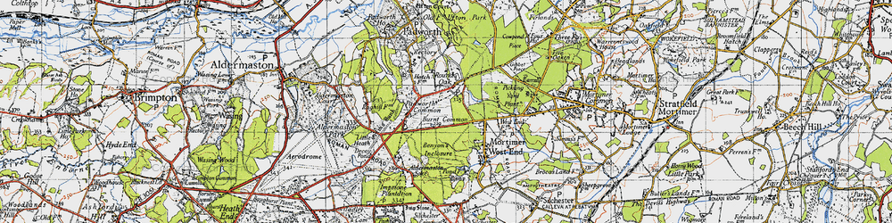 Old map of Padworth Common in 1945