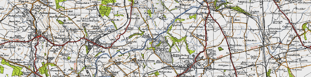 Old map of Whitworth Hall Country Park in 1947