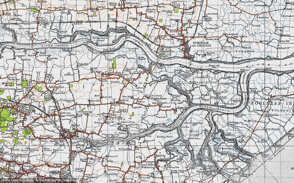 Old Map of Paglesham Churchend, 1945 in 1945