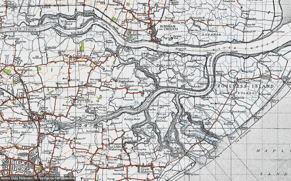 Old Map of Paglesham Eastend, 1945 in 1945