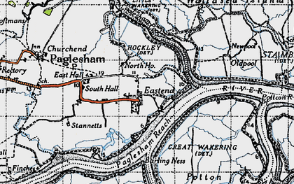 Old map of Paglesham Eastend in 1945
