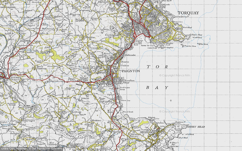Old Map of Historic Map covering Goodrington Sands in 1946