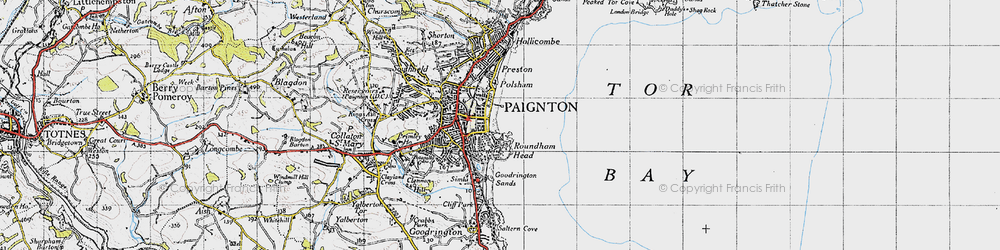 Old map of Paignton in 1946