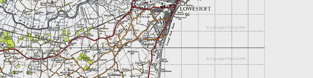 Old map of Pakefield in 1946