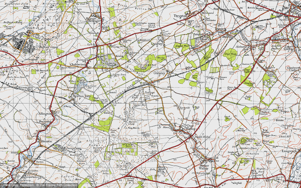 Old Map of Historic Map covering Boar Knoll in 1940