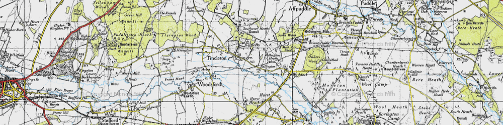 Old map of Pallington in 1945