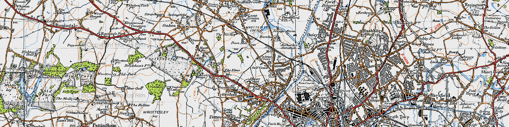 Old map of Palmers Cross in 1946