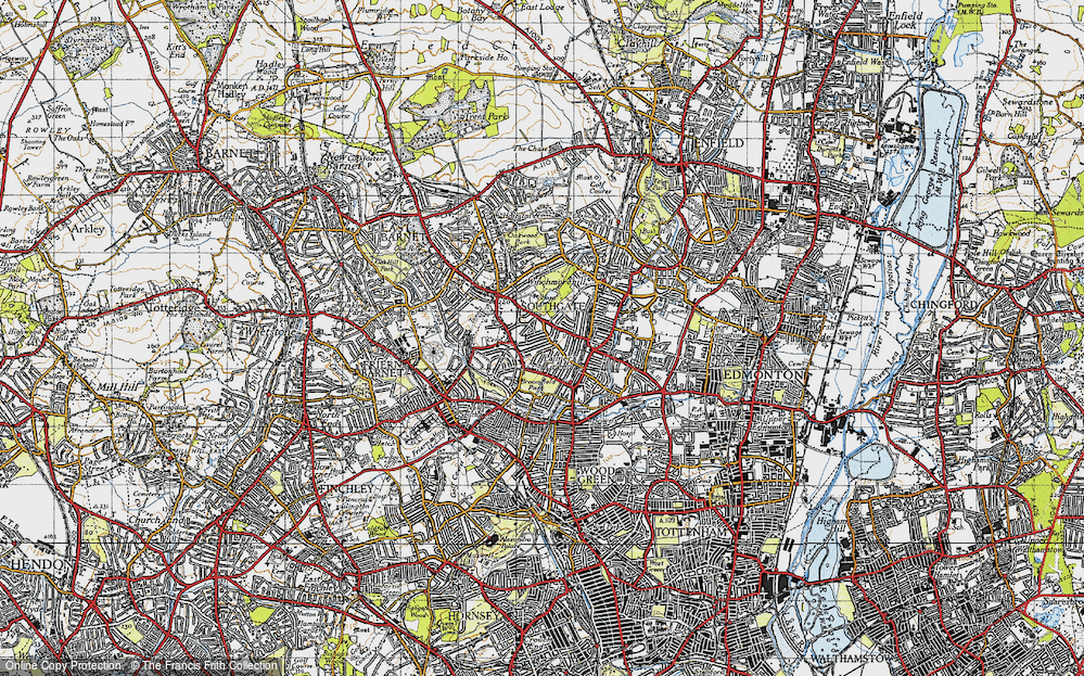 Old Map of Palmers Green, 1945 in 1945