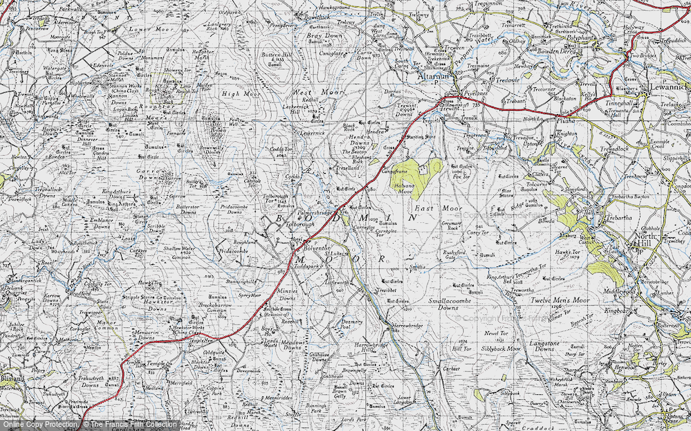 Old Map of Historic Map covering Bodmin Moor in 1946