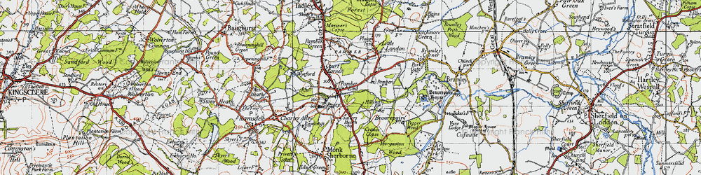 Old map of Pamber End in 1945