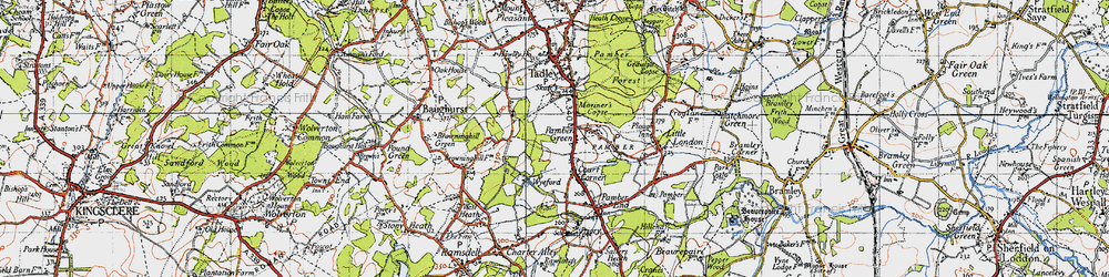 Old map of Pamber Green in 1945