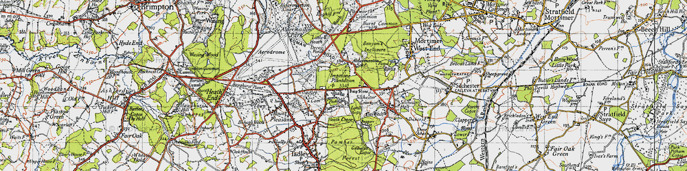 Old map of Pamber Heath in 1945