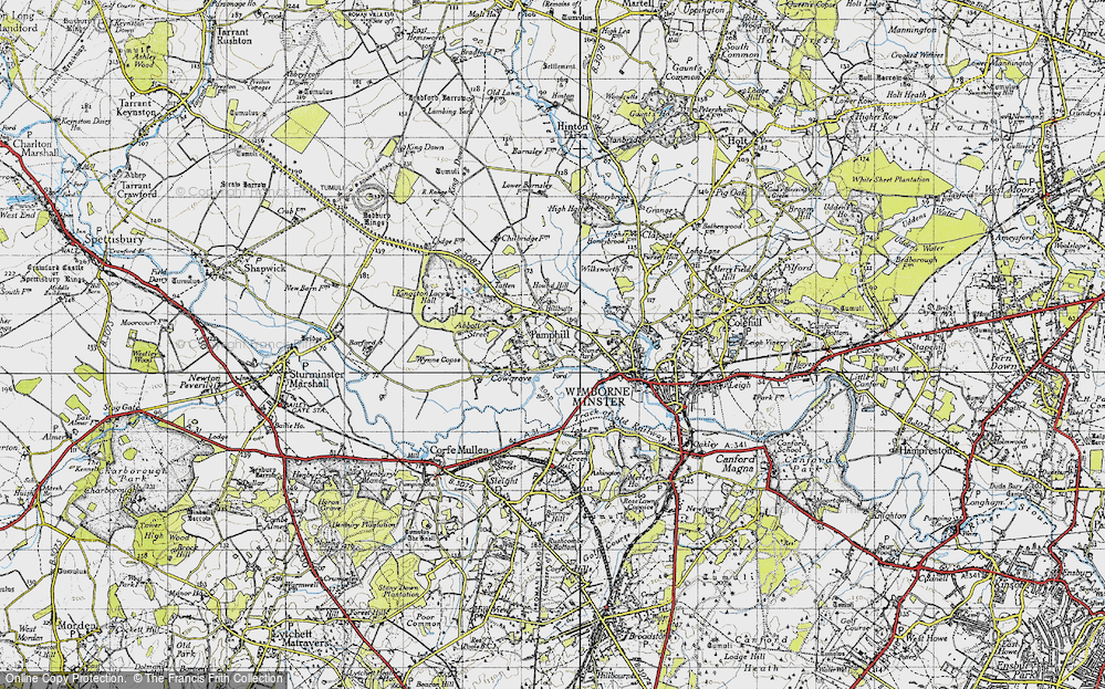 Old Map of Pamphill, 1940 in 1940