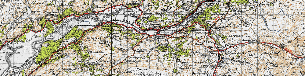 Old map of Brynrhug in 1947