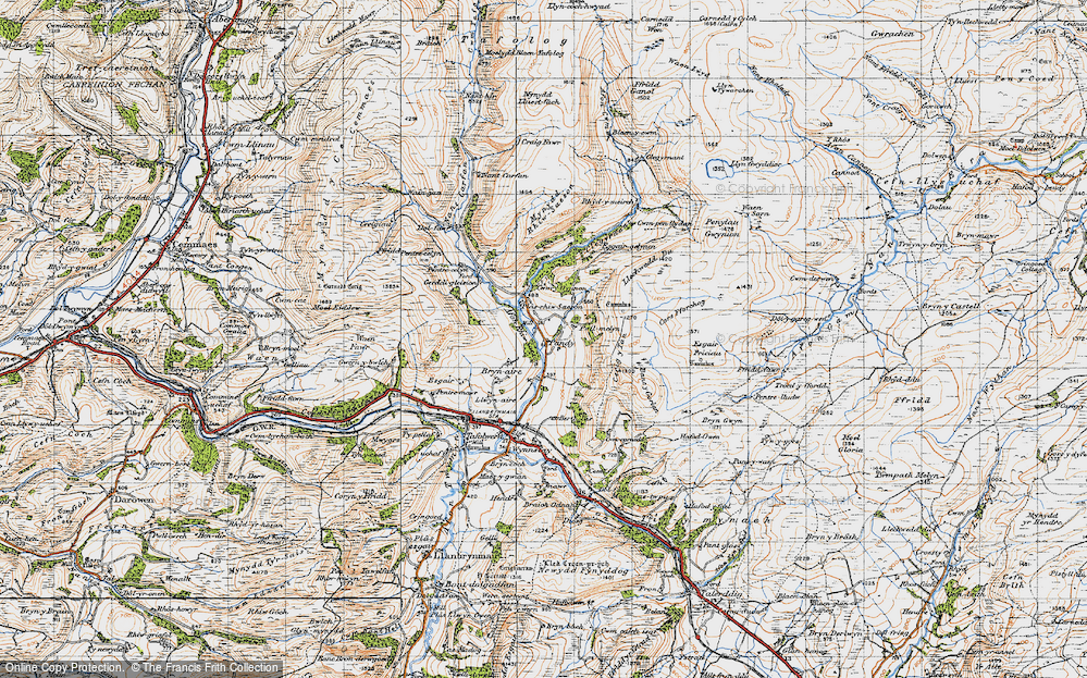 Old Map of Historic Map covering Afon Rhiw Saeson in 1947