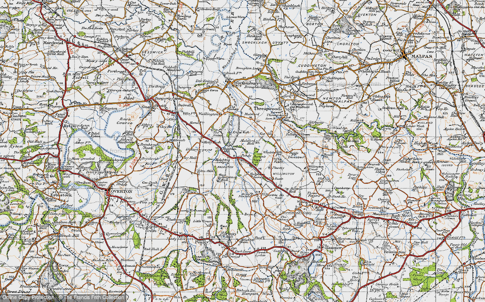 Old Map of Historic Map covering Burton's Wood in 1947