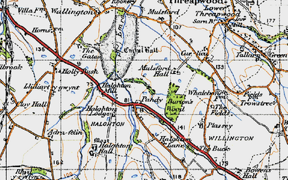 Old map of Burton's Wood in 1947