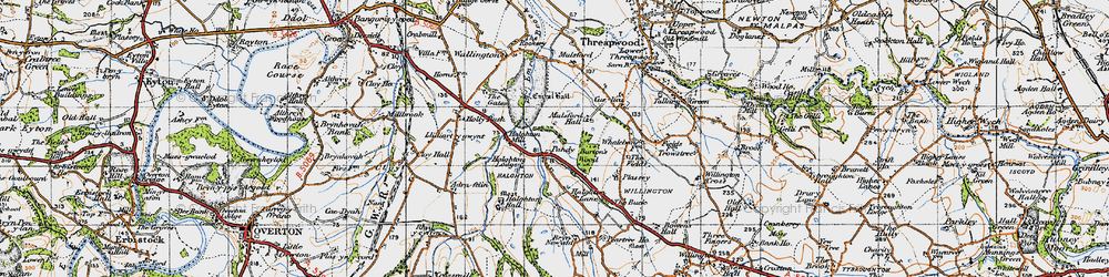Old map of Pandy in 1947