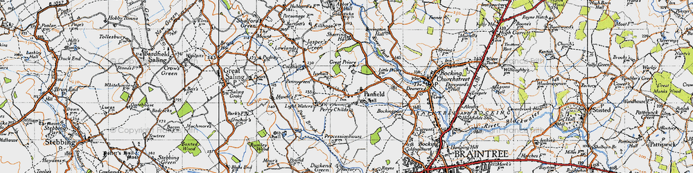 Old map of Panfield in 1945