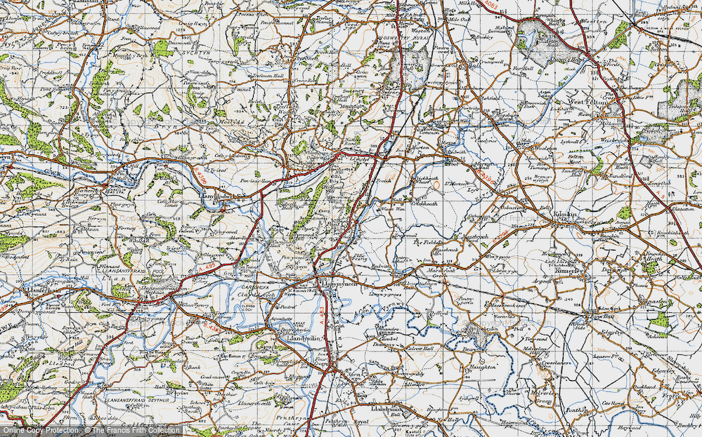 Old Map of Pant, 1947 in 1947