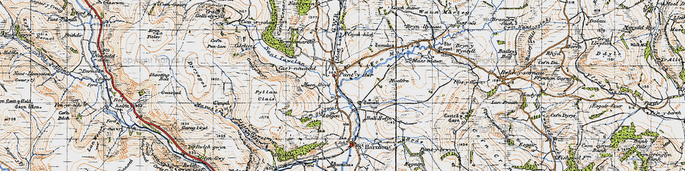 Old map of Afon Marteg in 1947