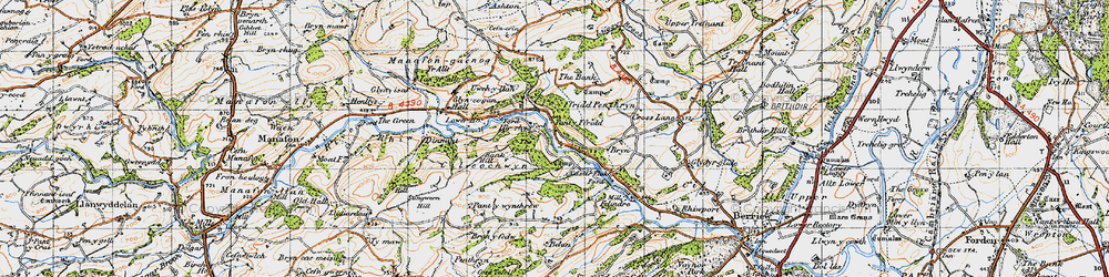 Old map of Pant-y-ffridd in 1947