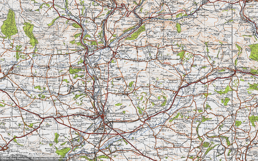 Old Map of Pant-y-pyllau, 1947 in 1947