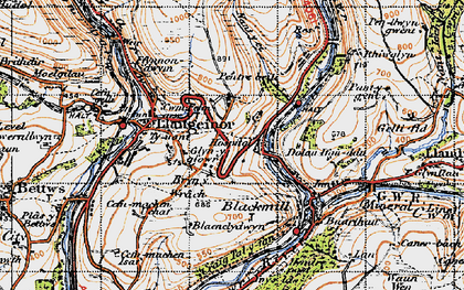 Old map of Bryn-y-Wrach in 1947