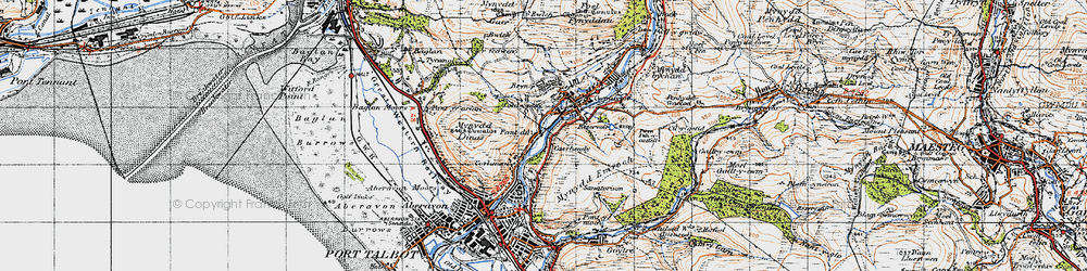 Old map of Pantdu in 1947