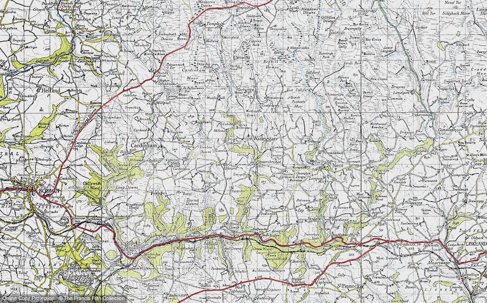 Old Map of Historic Map covering Lantewey in 1946