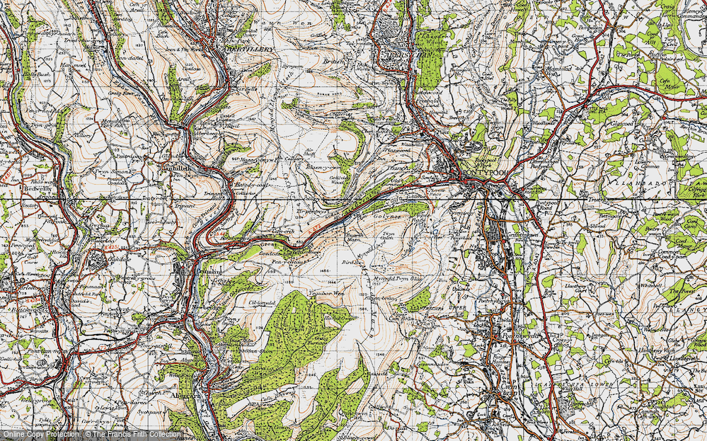 Old Map of Historic Map covering Buarth Maen in 1947