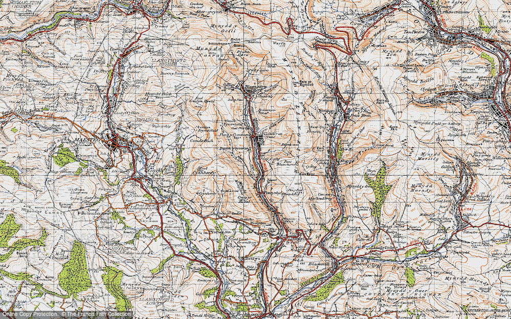 Old Map of Historic Map covering Braich y Cymmer in 1947