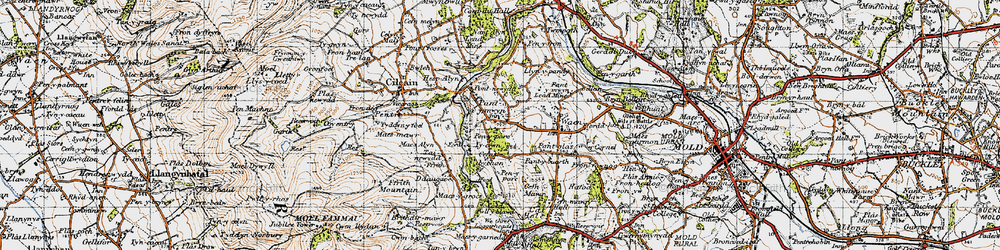 Old map of Pantymwyn in 1947