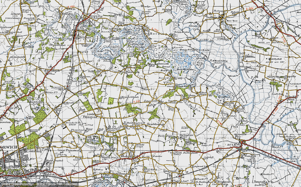 Old Map of Panxworth, 1945 in 1945