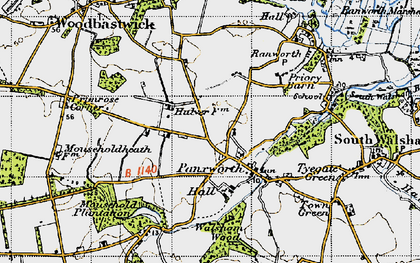 Old map of Panxworth in 1945