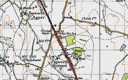 Old map of Papworth Everard in 1946