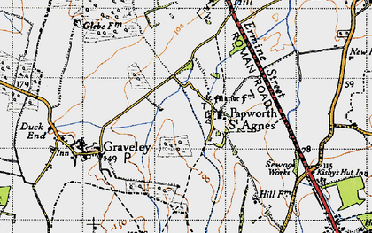 Old map of Papworth St Agnes in 1946