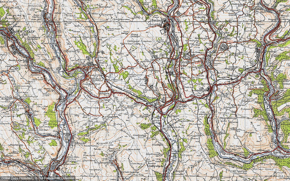 Old Map of Historic Map covering Penallta in 1947