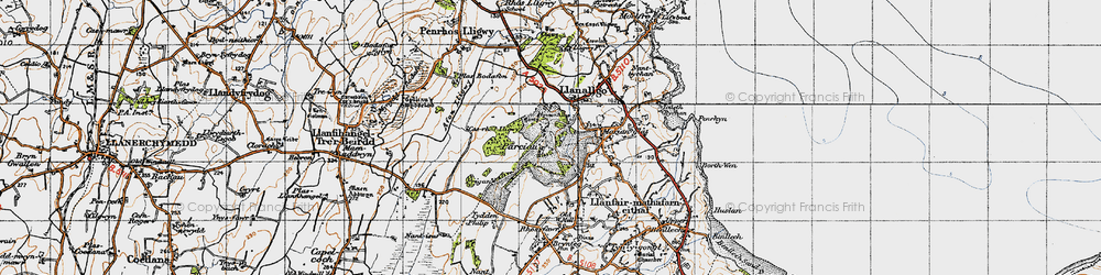 Old map of Parciau in 1947