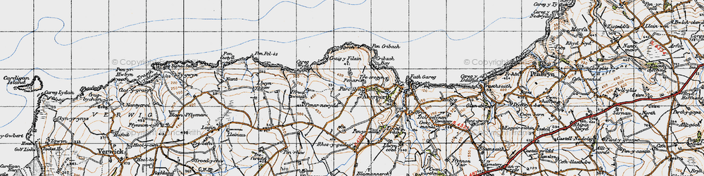 Old map of Parcllyn in 1947