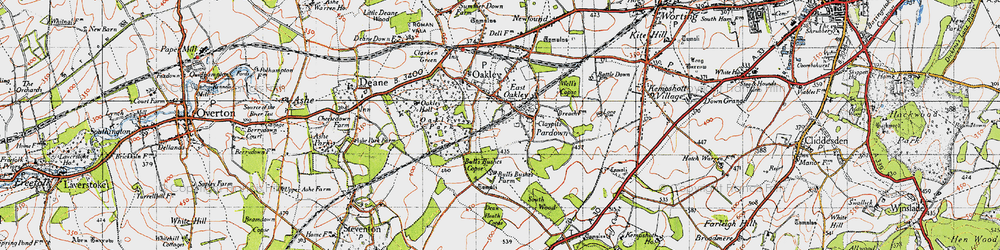 Old map of Pardown in 1945