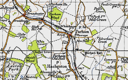 Old map of Parham in 1946