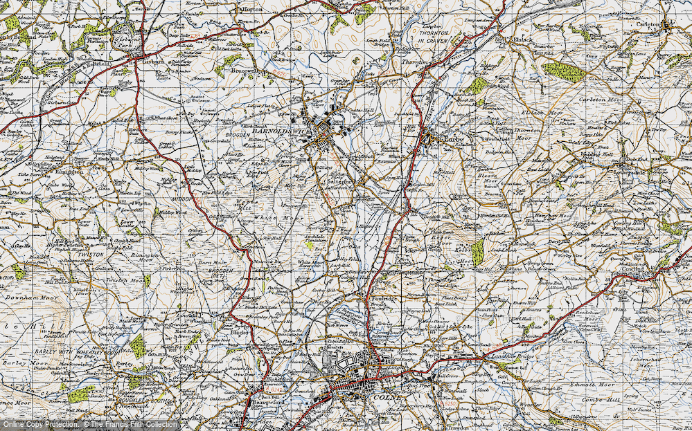 Old Map of Historic Map covering White Moor in 1947