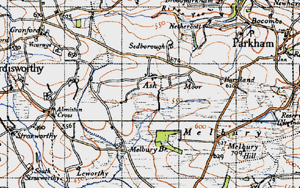 Old map of Parkham Ash in 1946