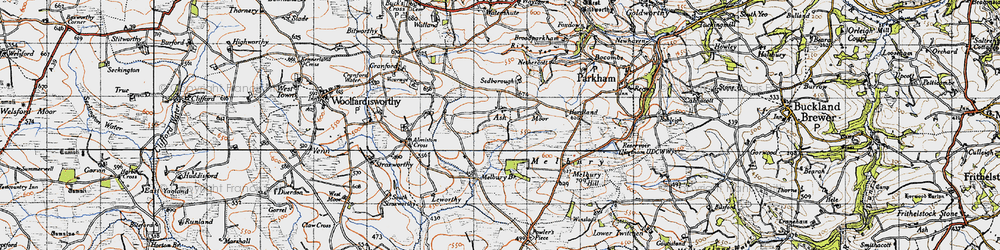 Old map of Parkham Ash in 1946