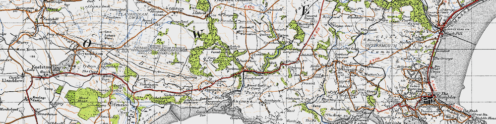 Old map of Furzehill in 1947