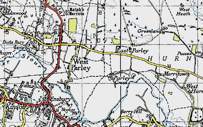 Old map of Parley Green in 1940