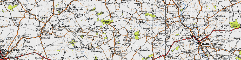 Old map of Parliament Heath in 1946