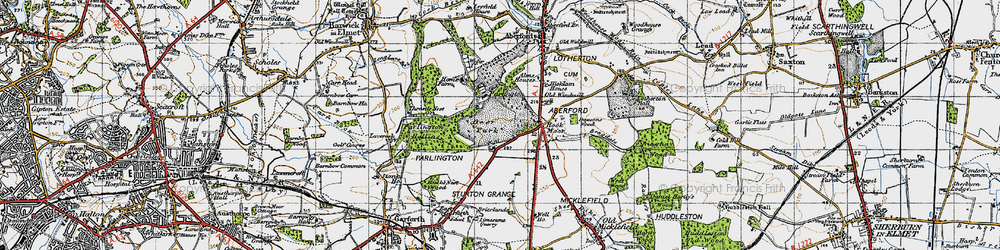 Old map of Hook Moor in 1947