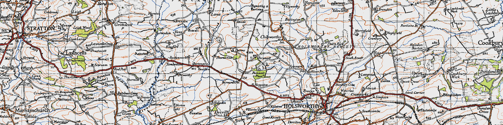Old map of Parnacott in 1946